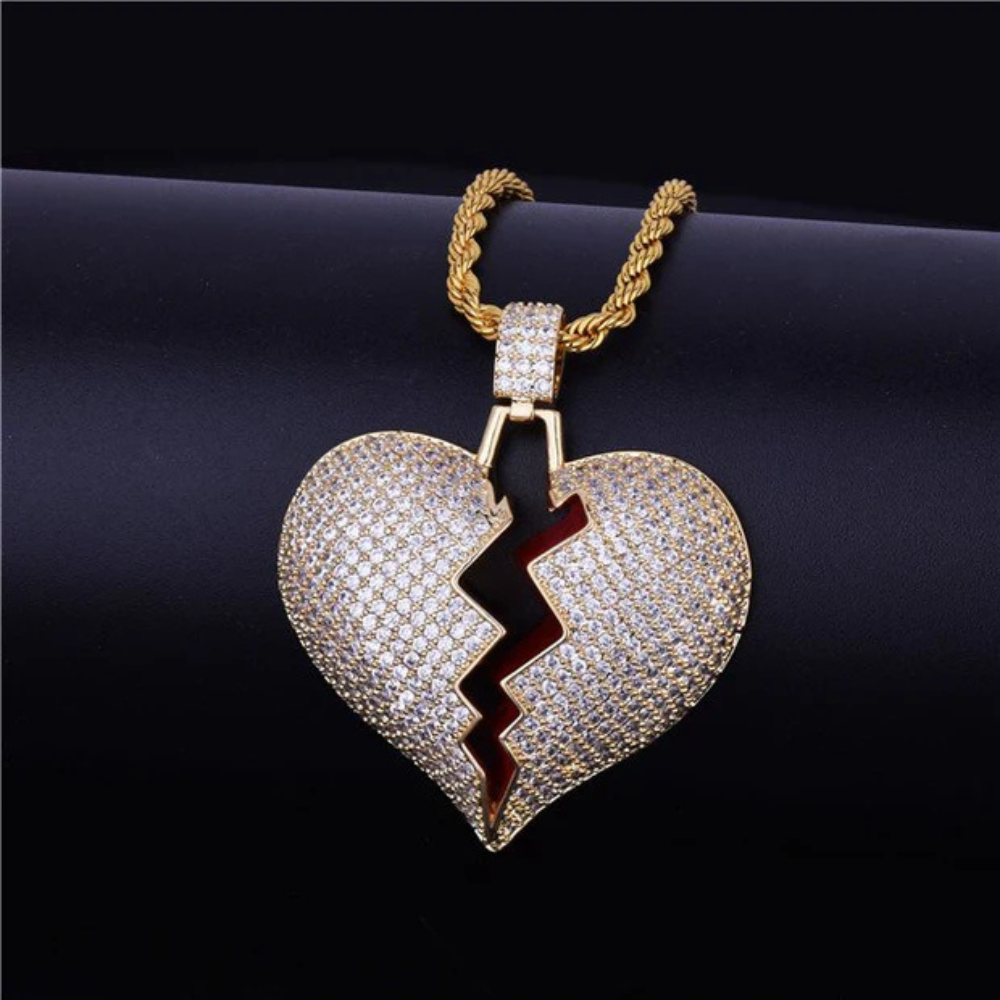 Lab Grown Diamond Round Cut Broken Heart Pendant For Men