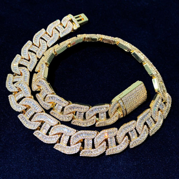 Baguette Cut Lab Grown Diamond Mariner Link Chain