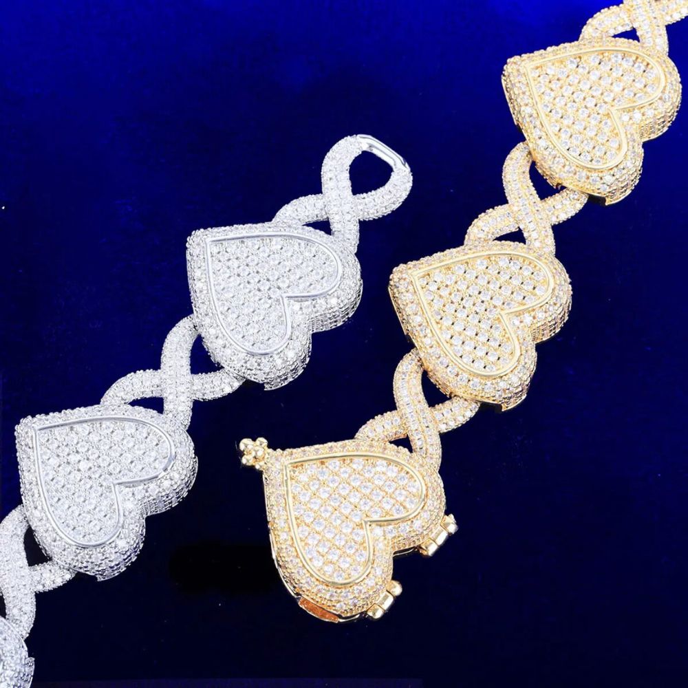 Round Cut Lab Grown Diamond Heart Infinity Iced Out Chain