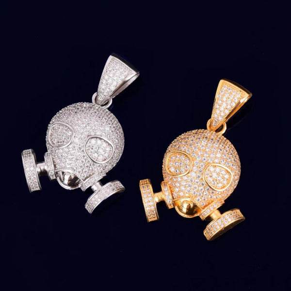 Round Cut Lab Grown Diamond gas mask Hip Hop Pendant