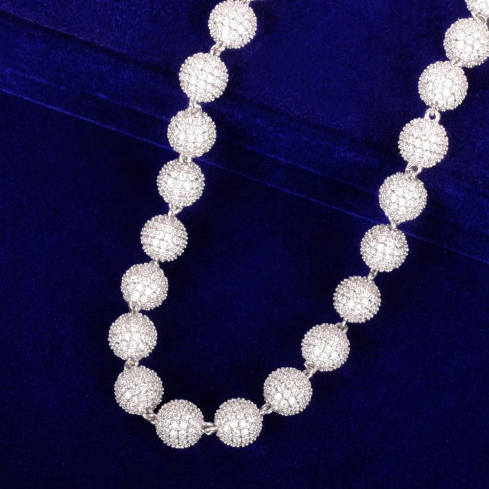 Round Cut Lab Grown Diamond Ball Style Link Chain