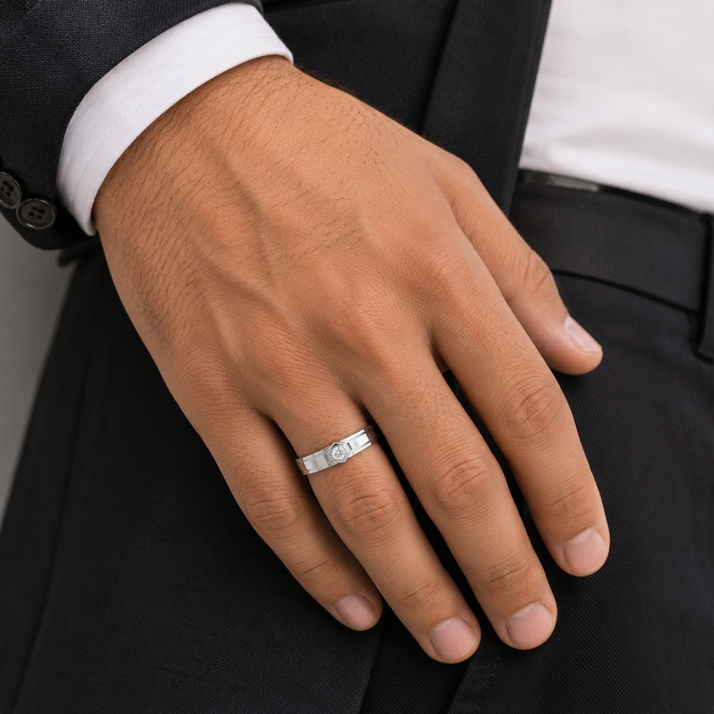 Bezel Set Round Cut Lab Grown Diamond Wedding Band