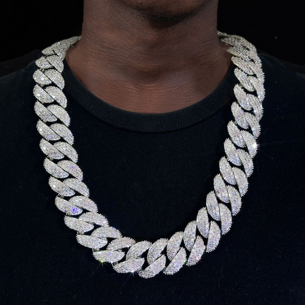 VVS1 Moissanite Round Cut Miami Link Hip Hop Chain