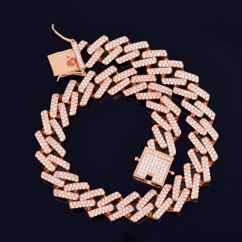 Round Cut Lab Grown Diamond Miami Link Chain For Men