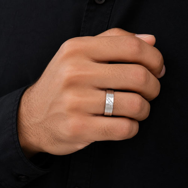 Round Cut Lab Grown Diamond Pave Set Men's Band