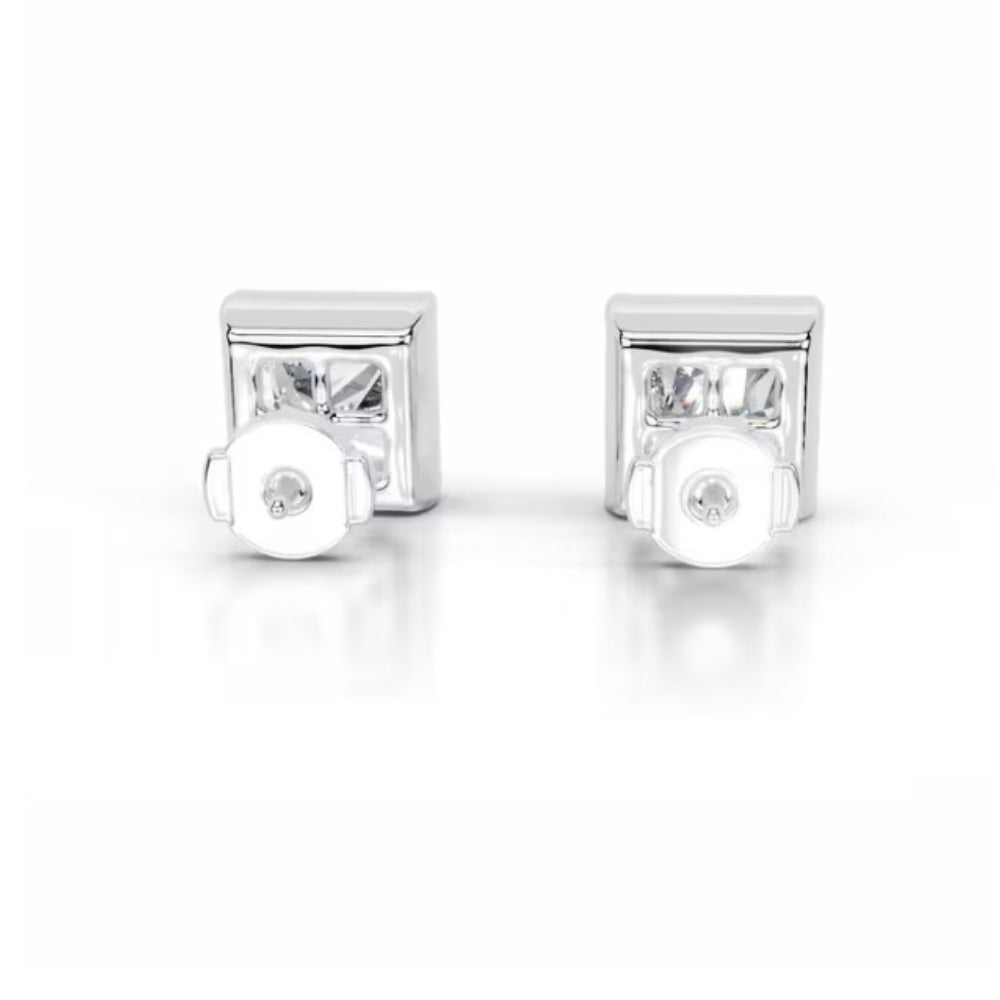 Princess Cut Moissanite Bezel Set Solitaire Earring
