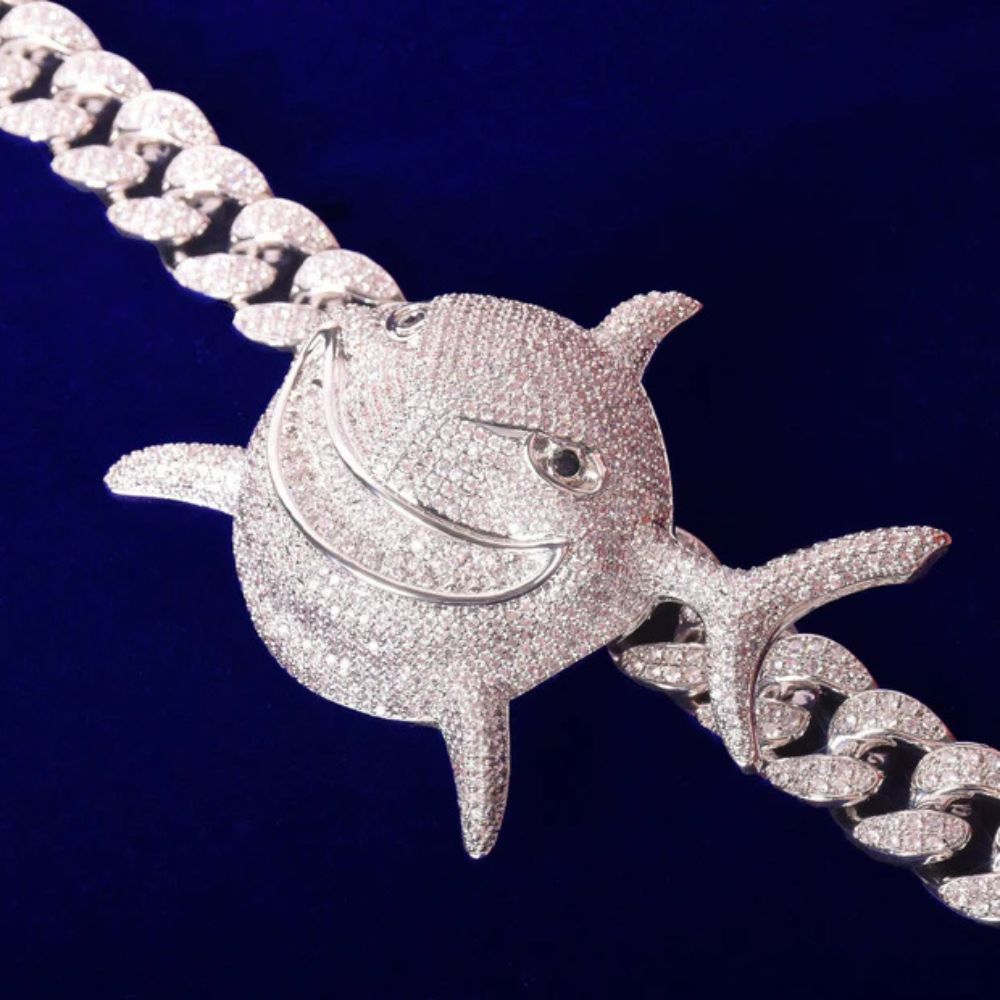 Lab Grown Diamond Round Cut Shark Face Hip Hop Pendant
