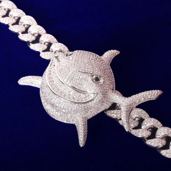 Lab Grown Diamond Round Cut Shark Face Hip Hop Pendant