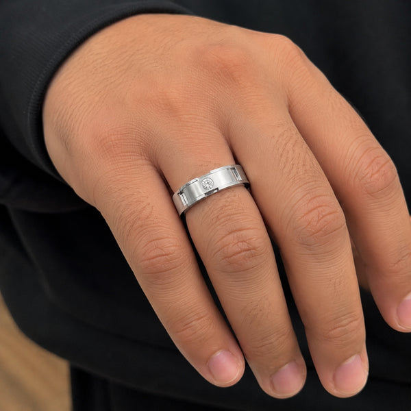 Round Cut Lab Grown Diamond Flush Set Wedding Band For Men