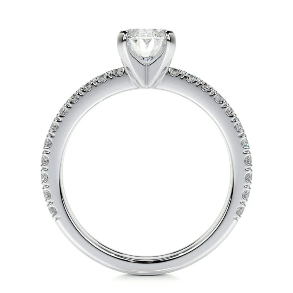 Oval Cut Pave Set Moissanite Ring Set For Wedding