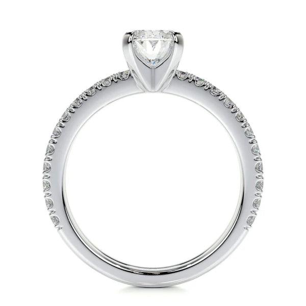 Oval Cut Pave Set Moissanite Ring Set For Wedding