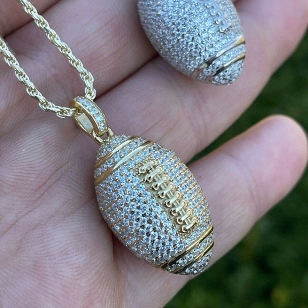 Football Iced Out Moissanite Rapper Style Hip Hop Pendant