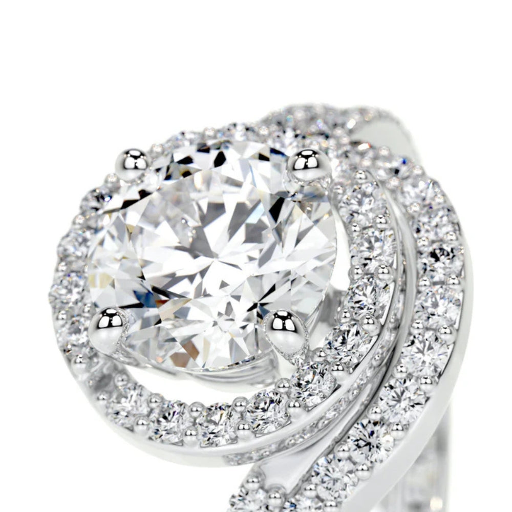 Round Cut Moissanite Halo Ring Set For Bridal