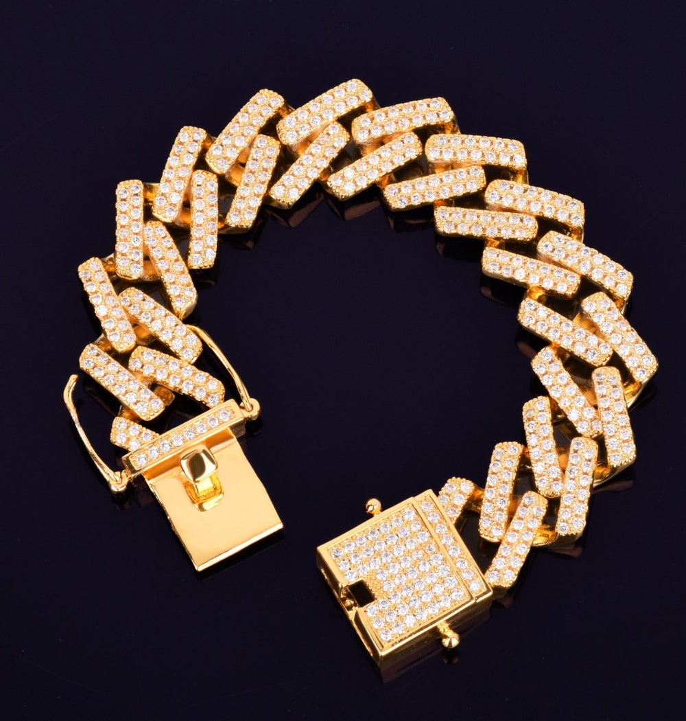 Iced Out Moissanite Cuban Link Hip Hop Bracelet