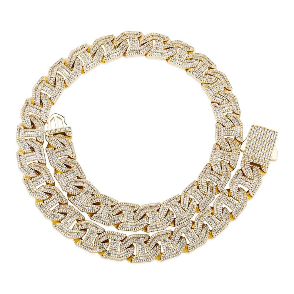 Baguette & Round Cut Lab Grown Diamond Iced Out Chain