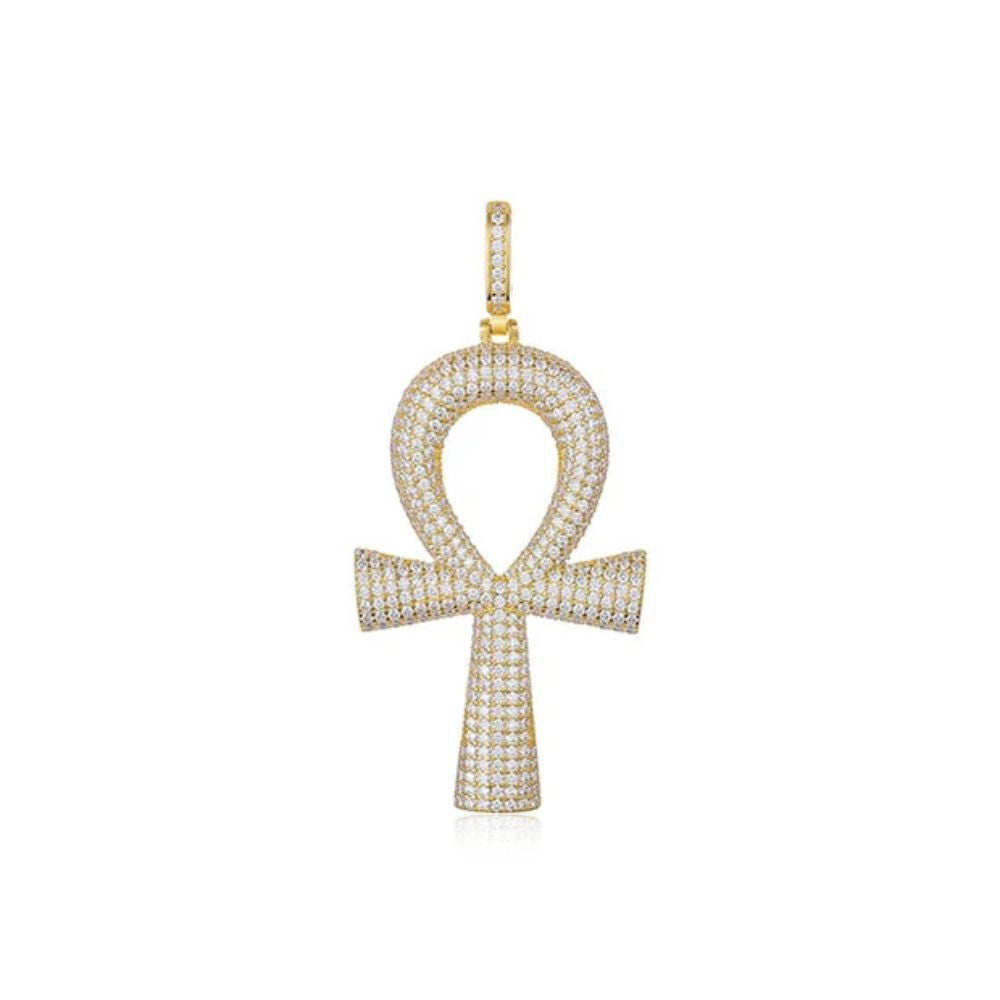 Lab Grown Diamond Round Cut Ankh Cross Hip Hop Pendant