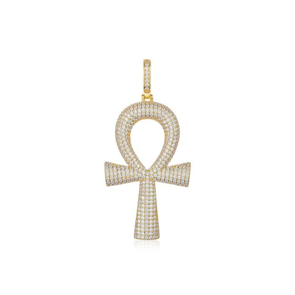 Lab Grown Diamond Round Cut Ankh Cross Hip Hop Pendant
