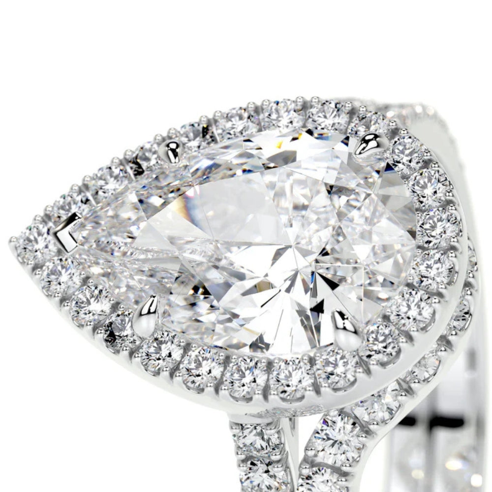 Pear Cut Moissanite Pave Set Anniversary Gift Ring Set