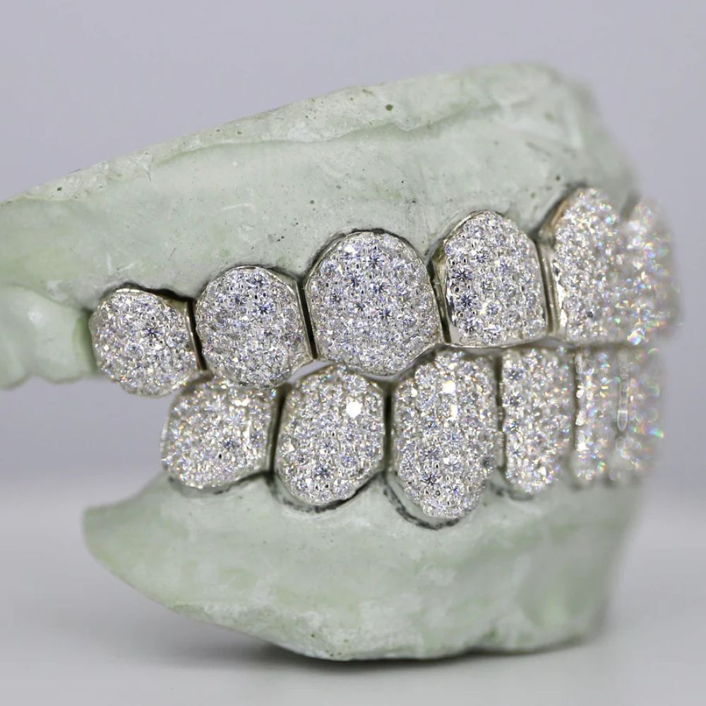 Colorless Moissanite Iced Out Grillz For Him