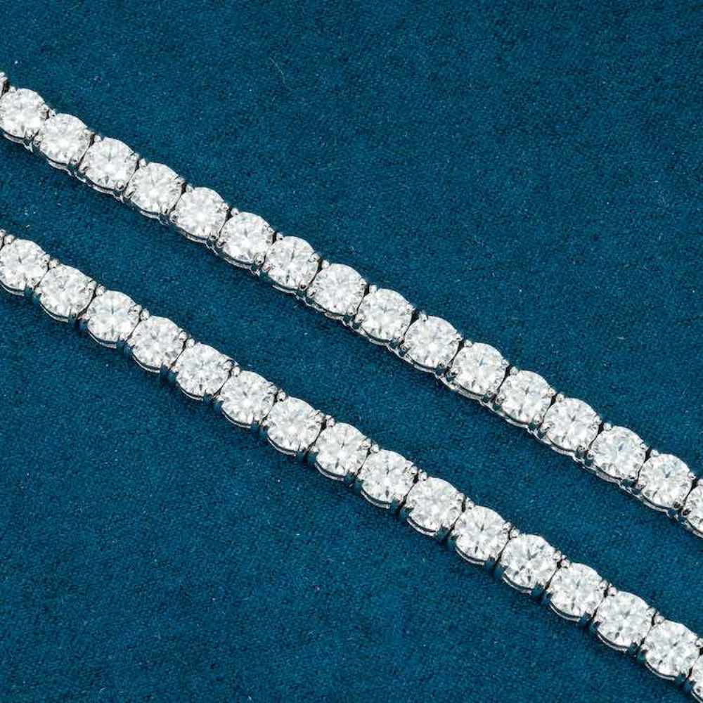 5MM Moissanite Sterling Silver Tennis Chain Necklace Iced Out Chain Anniversary Gift for Her / Him