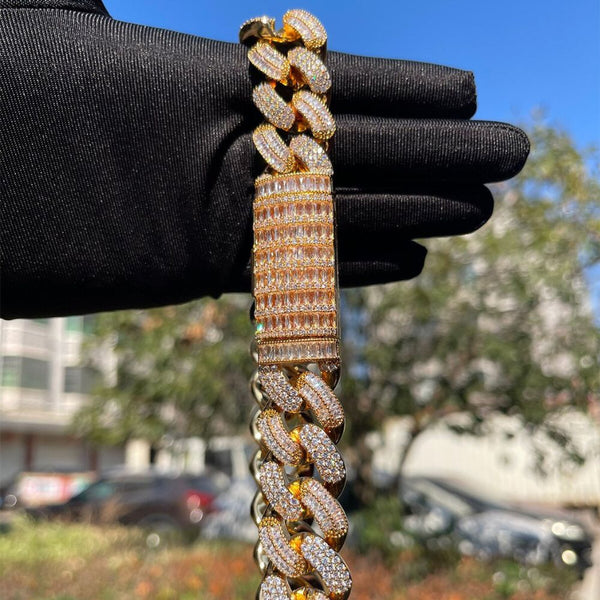 Baguette Cut Lab Grown Diamond Men's Cuban Link Chain