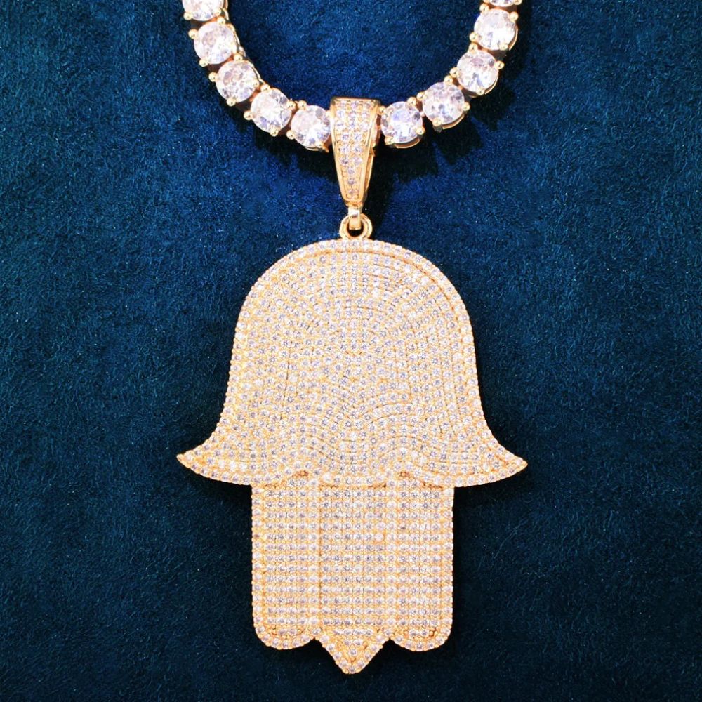 Iced Out Moissanite Hamsa Hand Hip Hop Pendant