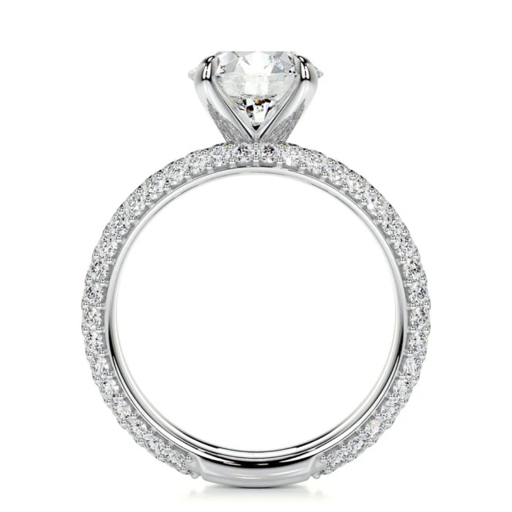 Round Cut VVS1 Moissanite Pave Set Bridal Ring Set