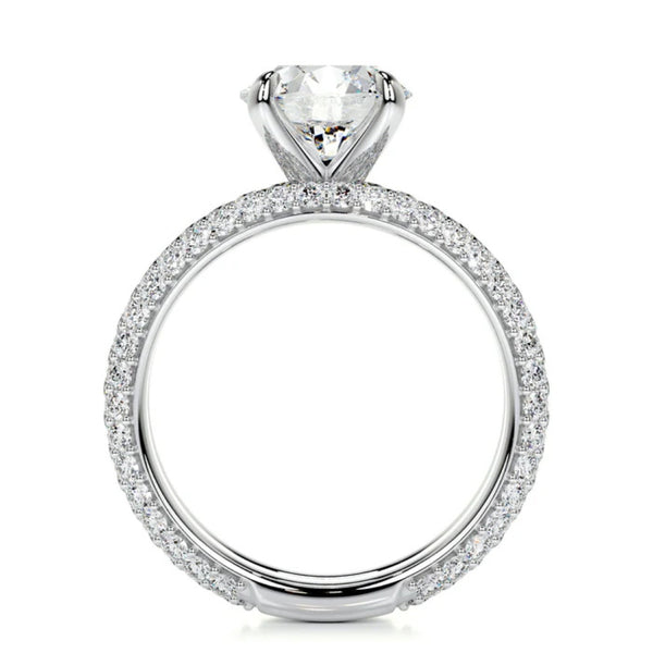 Round Cut VVS1 Moissanite Pave Set Bridal Ring Set