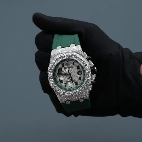 Rubber Strap AP Iced Out Automatic Movement Luxury Watches