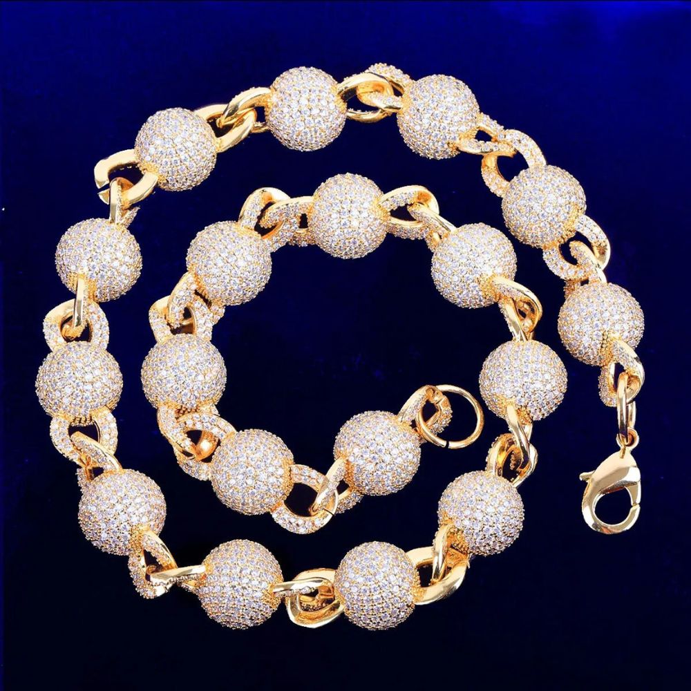 Round Cut Lab Grown Diamond Ball Chain For Men