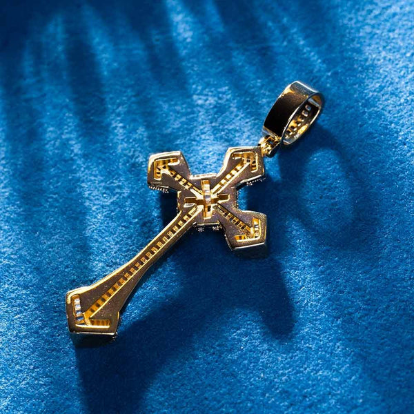 Baguette Cut Iced Out Moissanite Cross Pendant