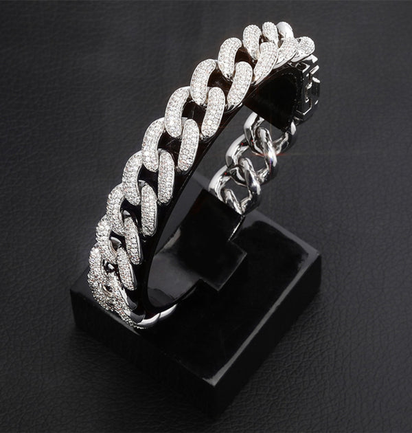 Round Brilliant Cut Moissanite Link Hip Hop Bracelet