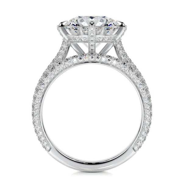 Moissanite Round Cut Hidden Halo Wedding Ring Set