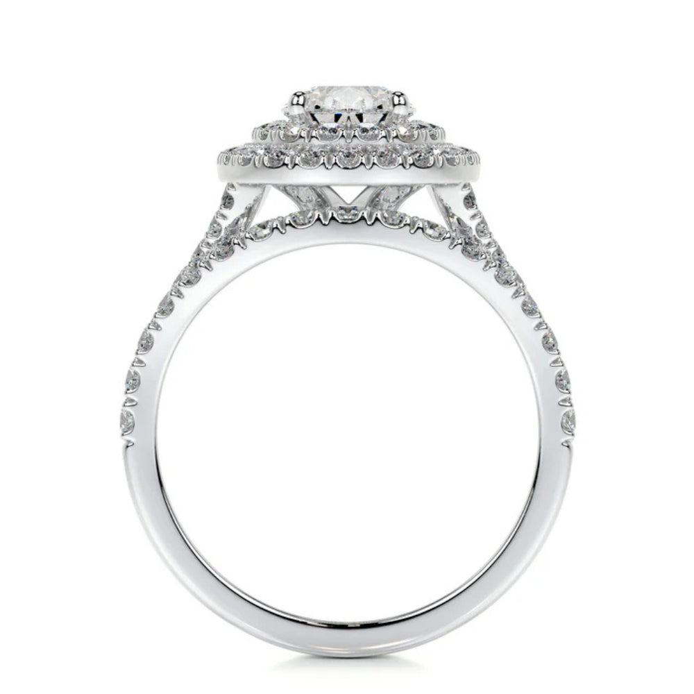 Pear Cut Moissanite Double Halo Bridal Ring Set
