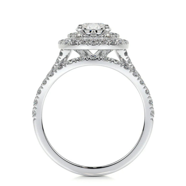 Pear Cut Moissanite Double Halo Bridal Ring Set