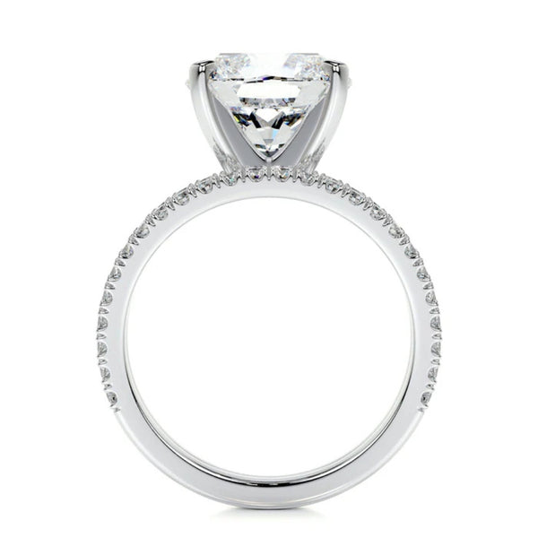Cushion Cut Moissanite Pave Set Wedding Ring Set