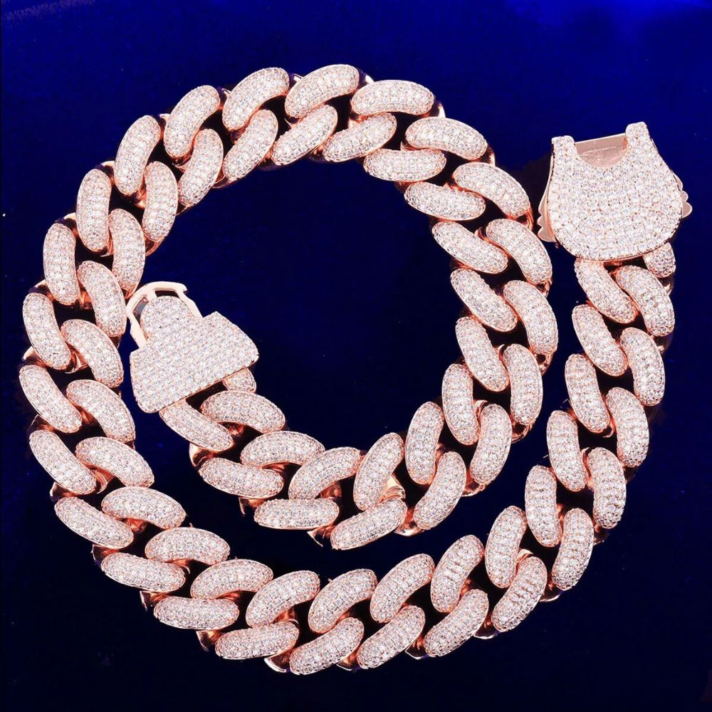 Iced Out Round Cut Lab Grown Diamond Miami Cuban Link Chain