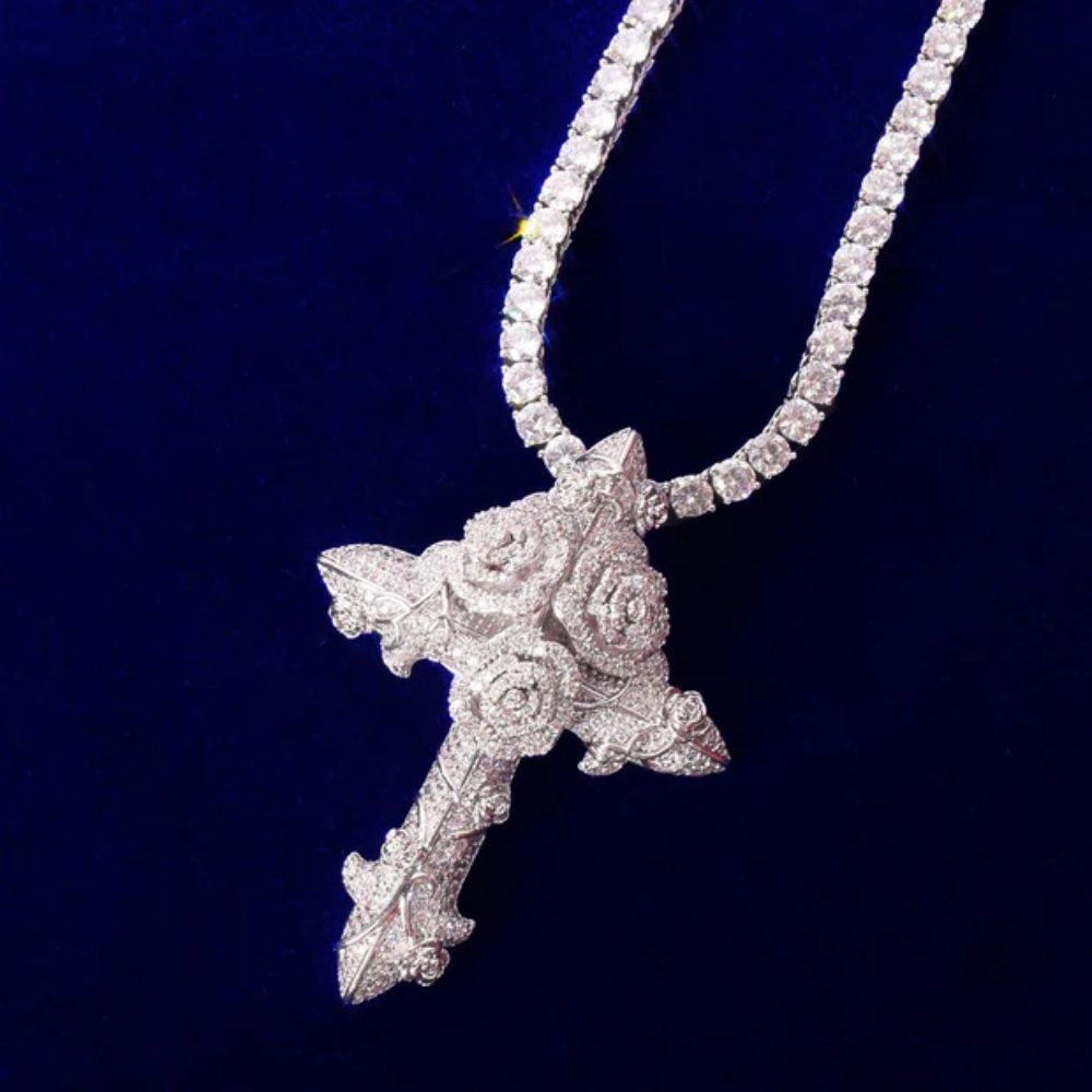 Lab Grown Diamond Round Cut Cross Hip Hop Pendant