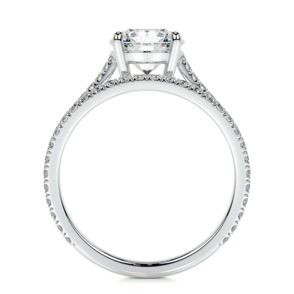 Moissanite Round Cut Pave Set Ring Set For Anniversary Gift