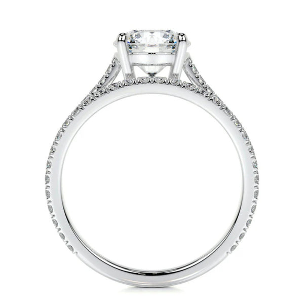 Moissanite Round Cut Pave Set Ring Set For Anniversary Gift