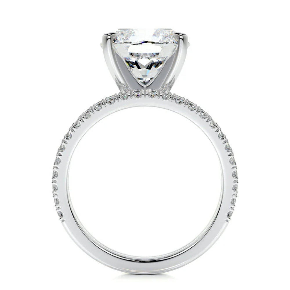 VVS1 Moissanite Cushion Cut Pave Set Wedding Ring Set