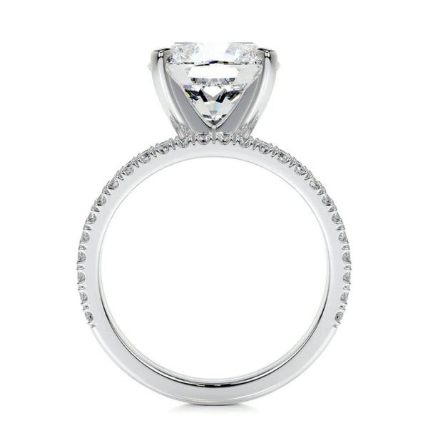 VVS1 Moissanite Cushion Cut Pave Set Wedding Ring Set
