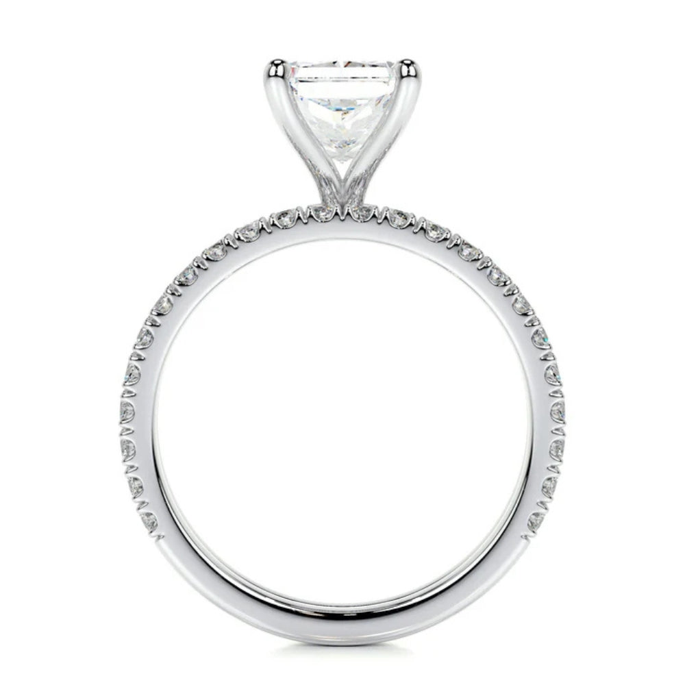 Radiant Cut Pave Set VVS1 Moissanite Pave Set Ring Set For Bridle