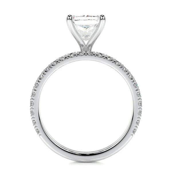Radiant Cut Pave Set VVS1 Moissanite Pave Set Ring Set For Bridle