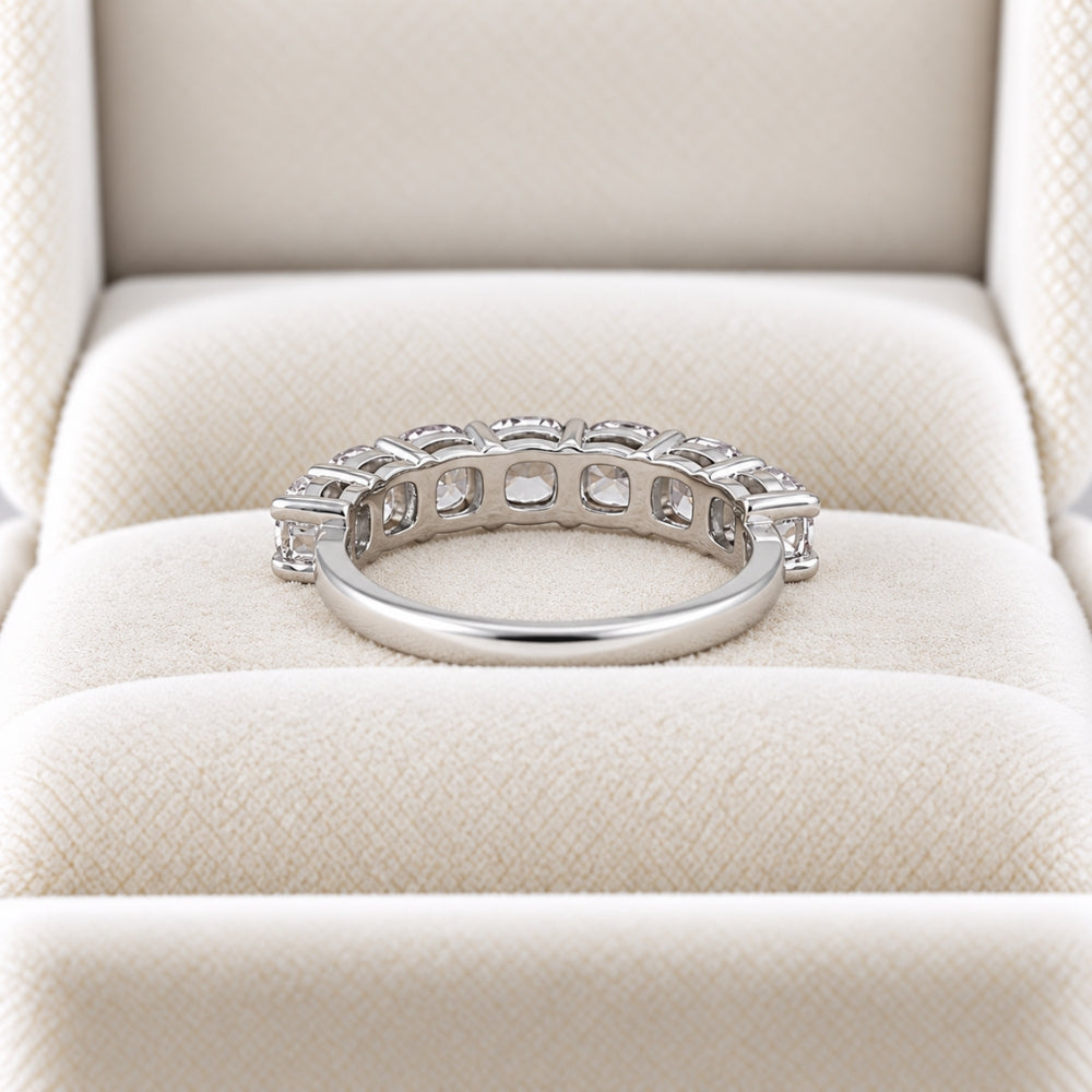 Cushion Cut Lab Grown Diamond Half Eternity Wedding Band