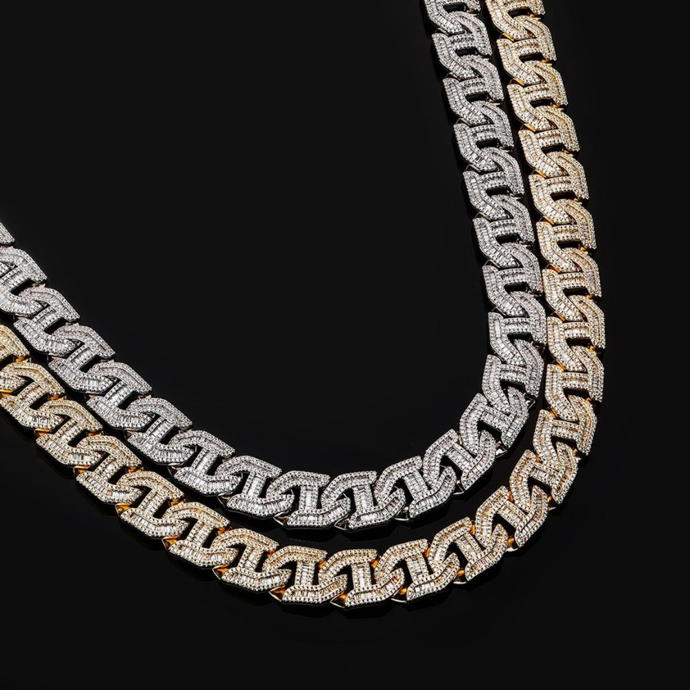 Baguette & Round Cut Lab Grown Diamond Iced Out Chain