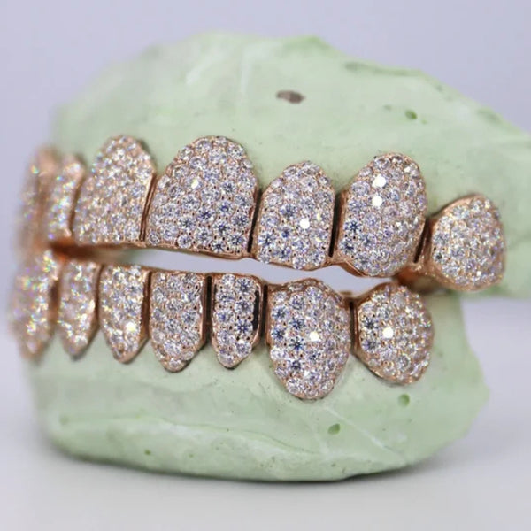 8 On 8 Moissanite Iced Out Hip Hop Grillz For Men's
