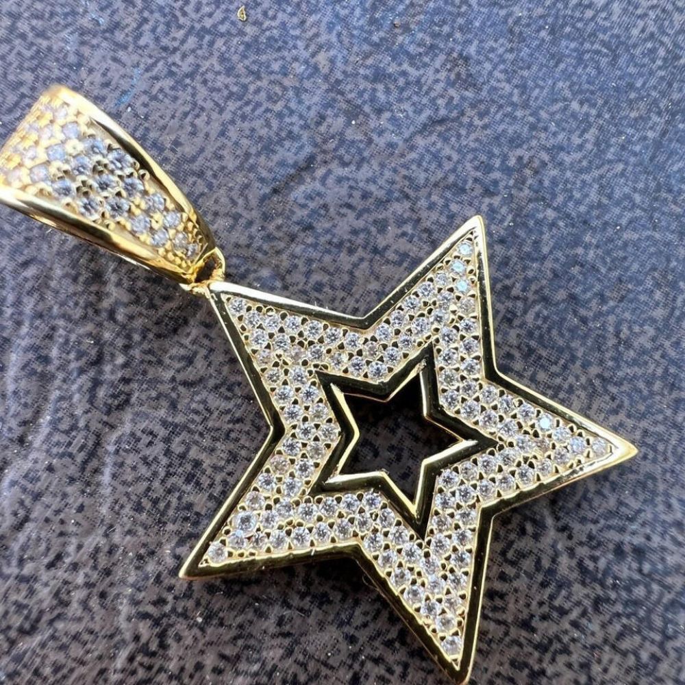 Iced Out Moissanite Diamond Star Unisex Hip Hop Pendant