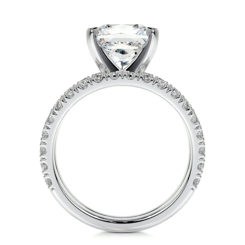 Princess Cut Pave Set Moissanite Bridal Ring Set