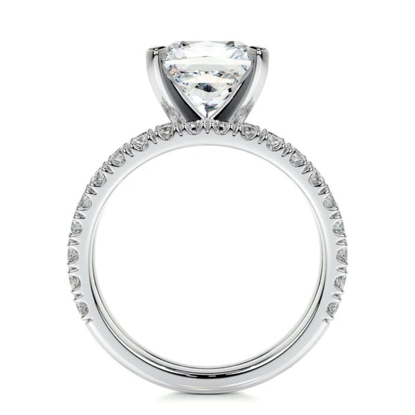 Princess Cut Pave Set Moissanite Bridal Ring Set